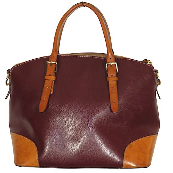 Dooney & Bourke Two Tone Leather Large Satchel Bag Purse - Picture 5 of 14